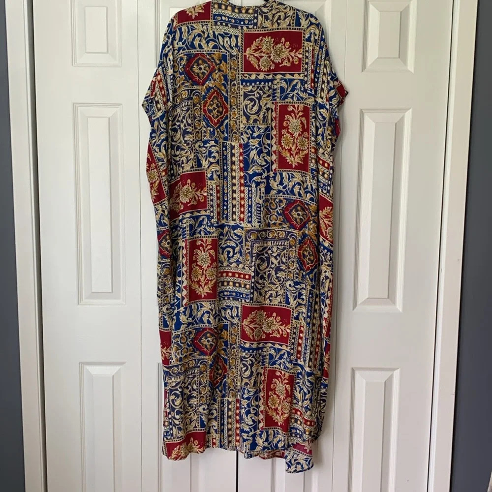 Vintage Caftan Multicolor Maxi Boho Dress Size OSFM - Picture 2 of 16